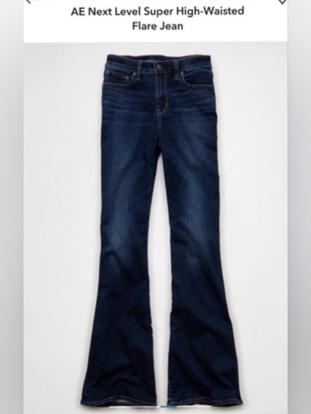 American Eagle Outfitters Next Level Super High-Waisted Dark Blue Flare Jean